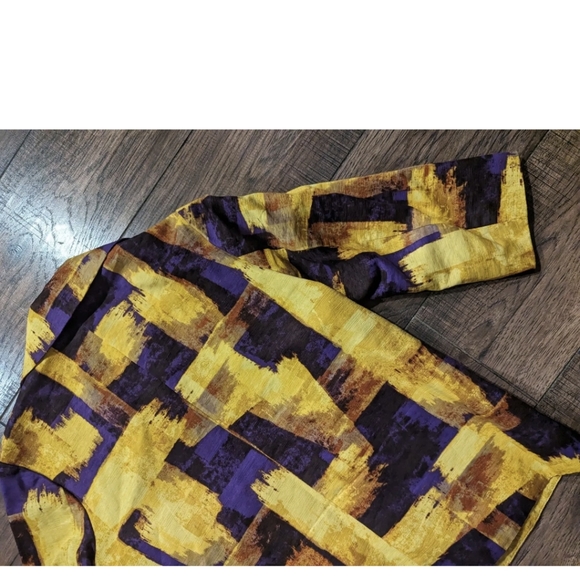 Coldwater Creek Shacket Womens Size 12 Purple & Gold Textured 3/4 Sleeves Button - Picture 11 of 16